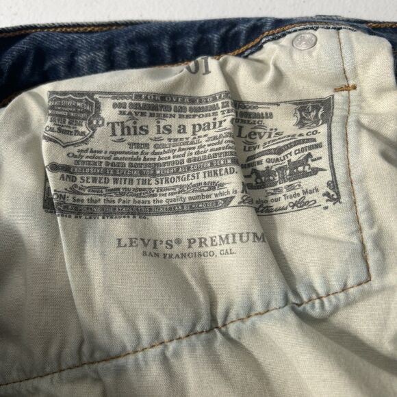 Levi 501 Denim Shorts Womens 31 Blue Micro Short Cut Off Big E Button Fly - Picture 5 of 8